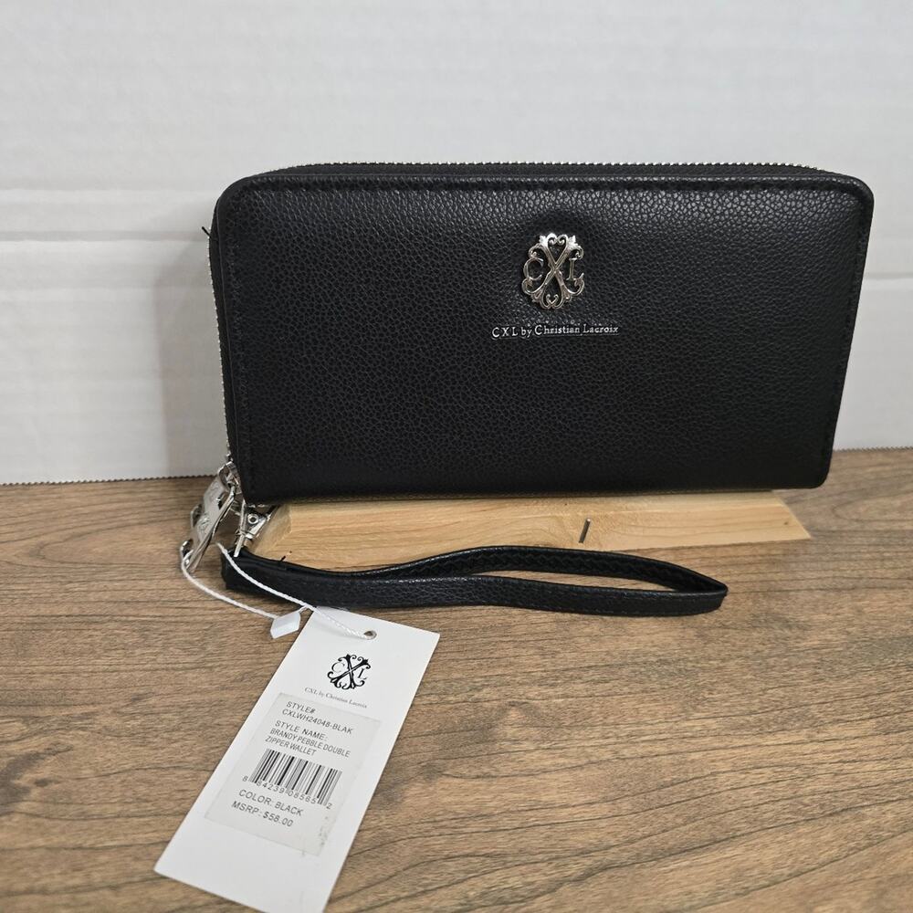 CXL by Christian Lacroix Brandy Pebble Double Zipper Wallet Black NWT